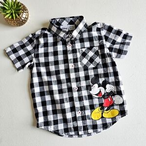 Disney Mickey Mouse Buffalo Plaid Button Up Pure Cotton Shirt Toddler 24M 2T